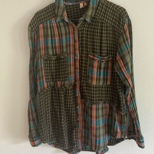 Pilcro patchwork plaid shirt
